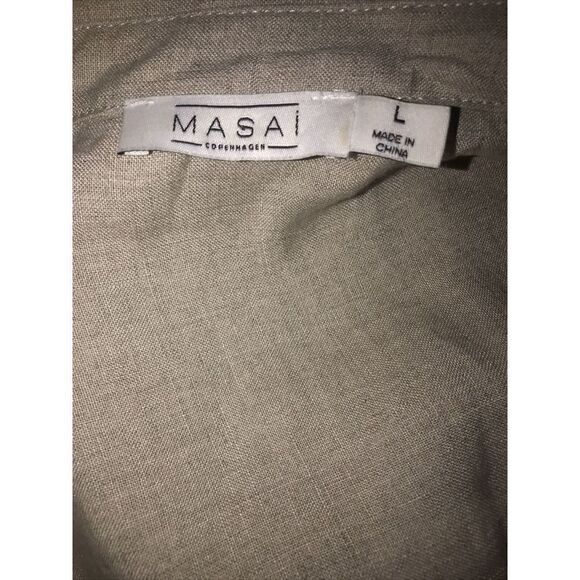 Masai Copenhagen Janica Linen Jacket Sz Large Front Square Pockets Tan Beige - Picture 6 of 8